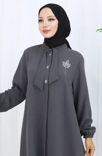 Plus Size Embroidered Tunic Trousers Two Piece Suit 6254-04 Smoke 6254-04