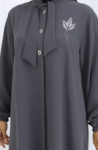 Plus Size Embroidered Tunic Trousers Two Piece Suit 6254-04 Smoke 6254-04