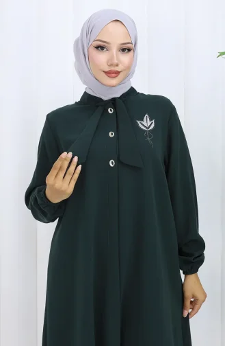 Plus Size Embroidered Tunic Trousers Two-Piece Suit 6254-07 Emerald Green 6254-07