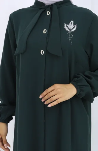 Plus Size Embroidered Tunic Trousers Two-Piece Suit 6254-07 Emerald Green 6254-07