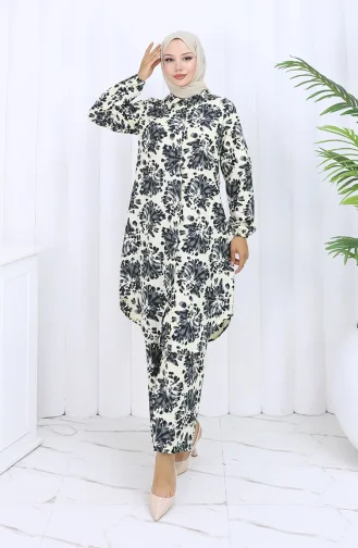 Desenli Tunik Pantolon İkili Takım 0126-03 Siyah