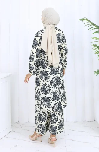 Desenli Tunik Pantolon İkili Takım 0126-03 Siyah