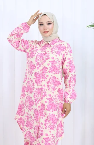 Desenli Tunik Pantolon İkili Takım 0126-04 Pembe