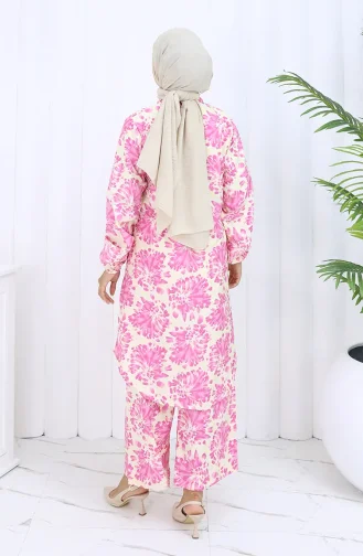 Desenli Tunik Pantolon İkili Takım 0126-04 Pembe
