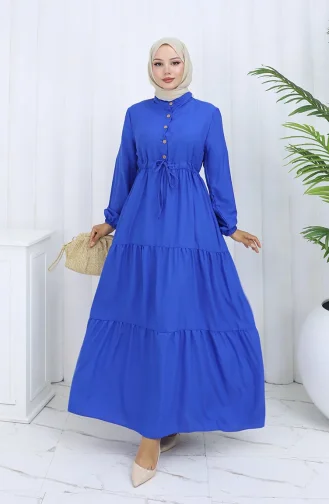 فستان بأزرار ورباط على الخصر 0128-03 ساكس 0128-03