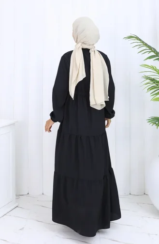 Robe Boutonnée à Taille Nouée 0128-07 Noir 0128-07