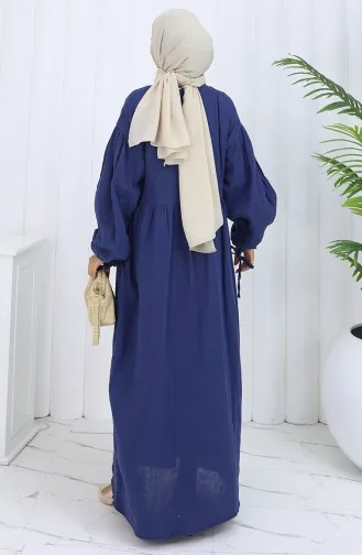 Robe Boutonnée à Manches élastiques 2111-02 Bleu Marine 2111-02