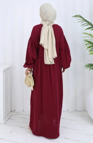 Kleid Mit Elastischen Ärmeln Und Knöpfen 2111-05 Kirsche 2111-05