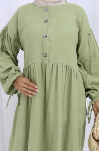 Robe Boutonnée à Manches élastiques 2111-06 Vert Moisissure 2111-06