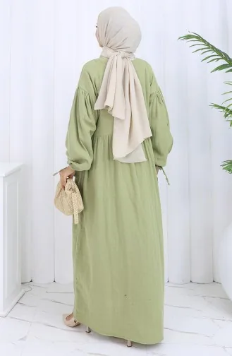 Robe Boutonnée à Manches élastiques 2111-06 Vert Moisissure 2111-06