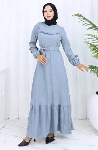 Jurk Met Ruches En Riem 2116-03 Amandelgroen 2116-03