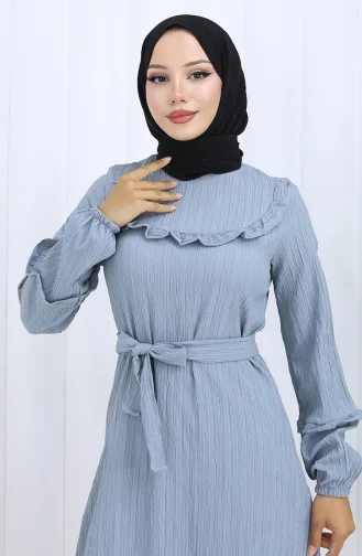 Jurk Met Ruches En Riem 2116-03 Amandelgroen 2116-03