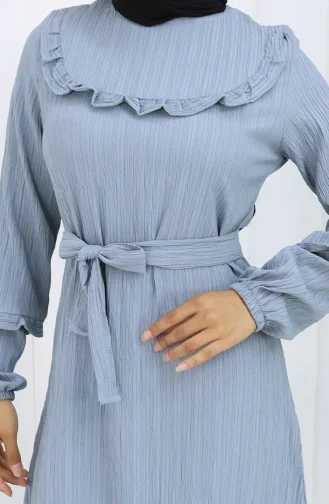 Jurk Met Ruches En Riem 2116-03 Amandelgroen 2116-03