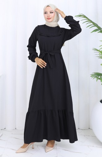 Schwarz Hijab Kleider 2116-04
