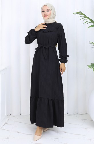 Schwarz Hijab Kleider 2116-04