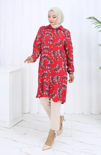 Viskon Gömlek Tunik 5035-02 Kırmızı