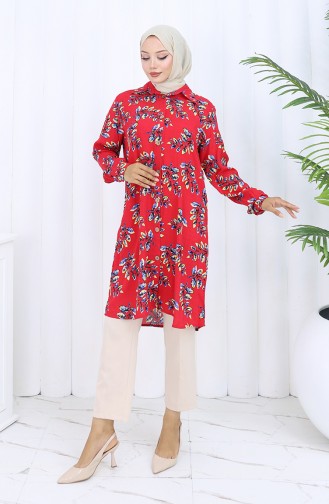 Viskon Gömlek Tunik 5035-02 Kırmızı