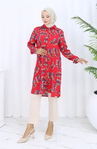Viskon Gömlek Tunik 5035-02 Kırmızı