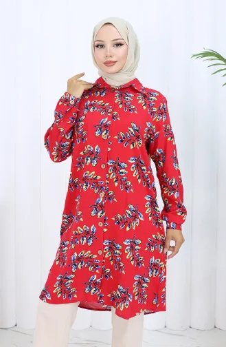 Viskon Gömlek Tunik 5035-02 Kırmızı