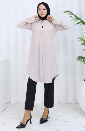 Düğme Detaylı Tunik 5133-01 Vizon