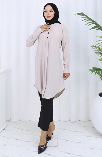 Düğme Detaylı Tunik 5133-01 Vizon