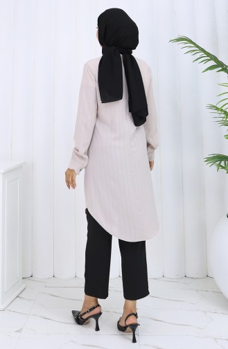 Düğme Detaylı Tunik 5133-01 Vizon