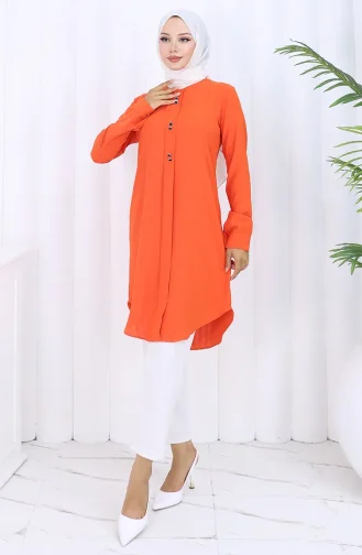 Düğme Detaylı Tunik 5133-02 Oranj
