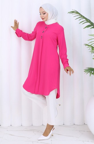 Düğme Detaylı Tunik 5133-04 Fuşya
