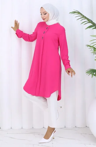 Knoop Gedetailleerde Tuniek 5133-04 Fuchsia 5133-04