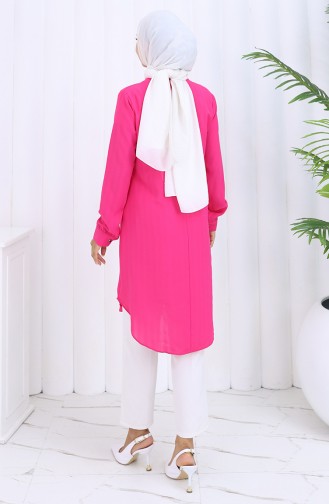 Düğme Detaylı Tunik 5133-04 Fuşya