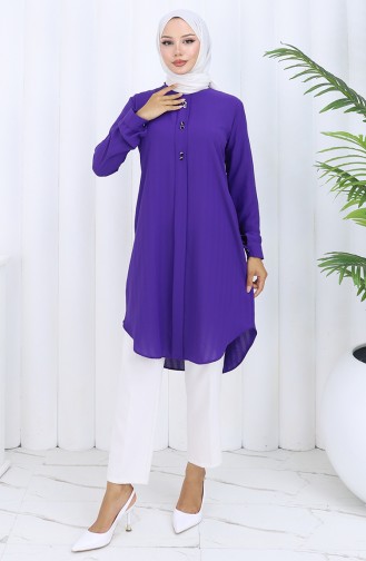 Düğme Detaylı Tunik 5133-05 Mor