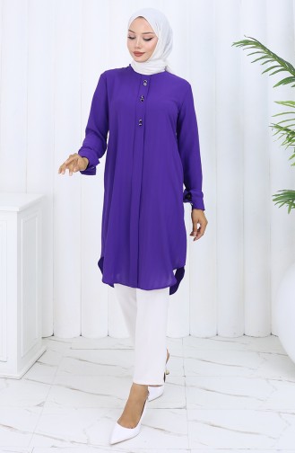 Düğme Detaylı Tunik 5133-05 Mor