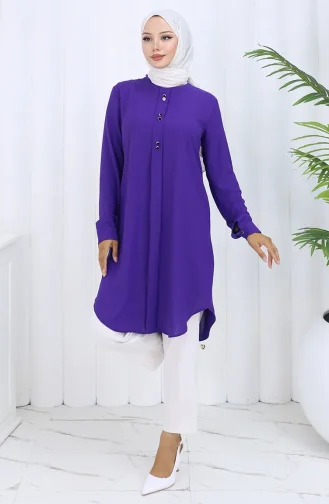 Düğme Detaylı Tunik 5133-05 Mor