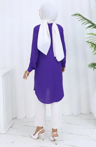 Düğme Detaylı Tunik 5133-05 Mor