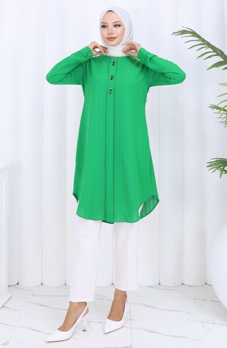 Düğme Detaylı Tunik 5133-06 Zümrüt Yeşili