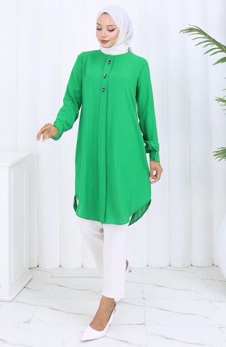 Düğme Detaylı Tunik 5133-06 Zümrüt Yeşili