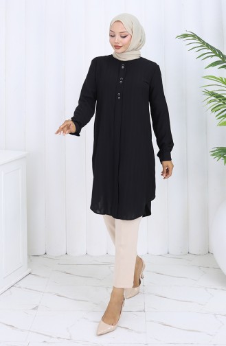 Düğme Detaylı Tunik 5133-07 Siyah