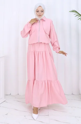 Tweedelig Pak Met Elastische Mouwen En Rits 0129-01 Roze 0129-01