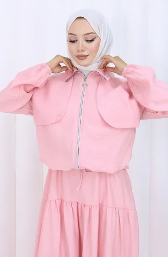 Tweedelig Pak Met Elastische Mouwen En Rits 0129-01 Roze 0129-01