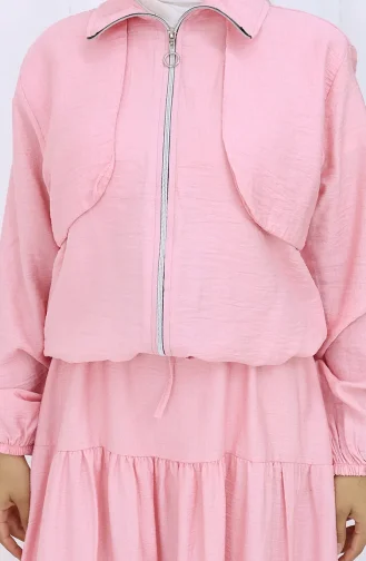 Tweedelig Pak Met Elastische Mouwen En Rits 0129-01 Roze 0129-01