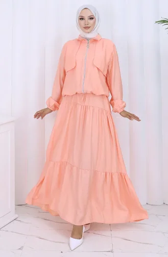 Kolu Lastikli Fermuarlı İkili Takım 0129-02 Açık Somon