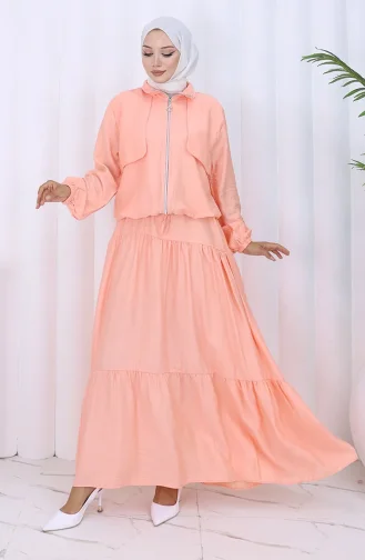 Kolu Lastikli Fermuarlı İkili Takım 0129-02 Açık Somon