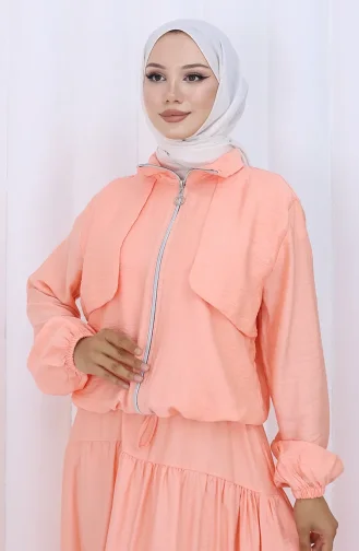 Kolu Lastikli Fermuarlı İkili Takım 0129-02 Açık Somon