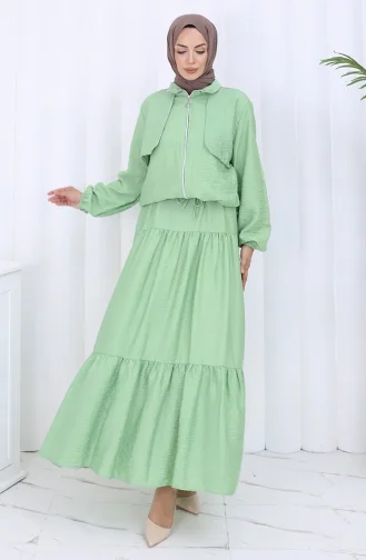 Tweedelig Pak Met Elastische Mouwen En Rits 0129-07 Lichtgroen 0129-07