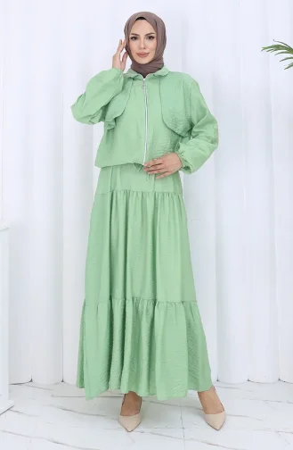 Tweedelig Pak Met Elastische Mouwen En Rits 0129-07 Lichtgroen 0129-07