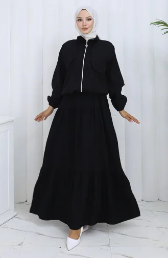 Kolu Lastikli Fermuarlı İkili Takım 0129-15 Siyah