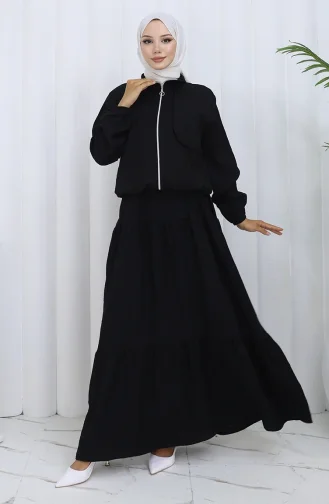 Kolu Lastikli Fermuarlı İkili Takım 0129-15 Siyah