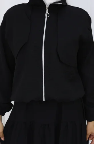 Kolu Lastikli Fermuarlı İkili Takım 0129-15 Siyah