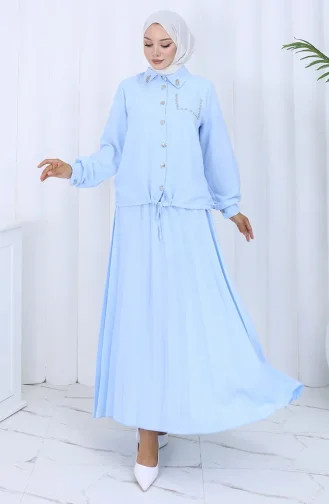 Stoned Buttoned Shirt Rok Tweedelig Pak 2113-01 Lichtblauw 2113-01