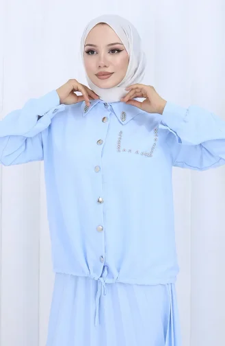 Stoned Buttoned Shirt Rok Tweedelig Pak 2113-01 Lichtblauw 2113-01